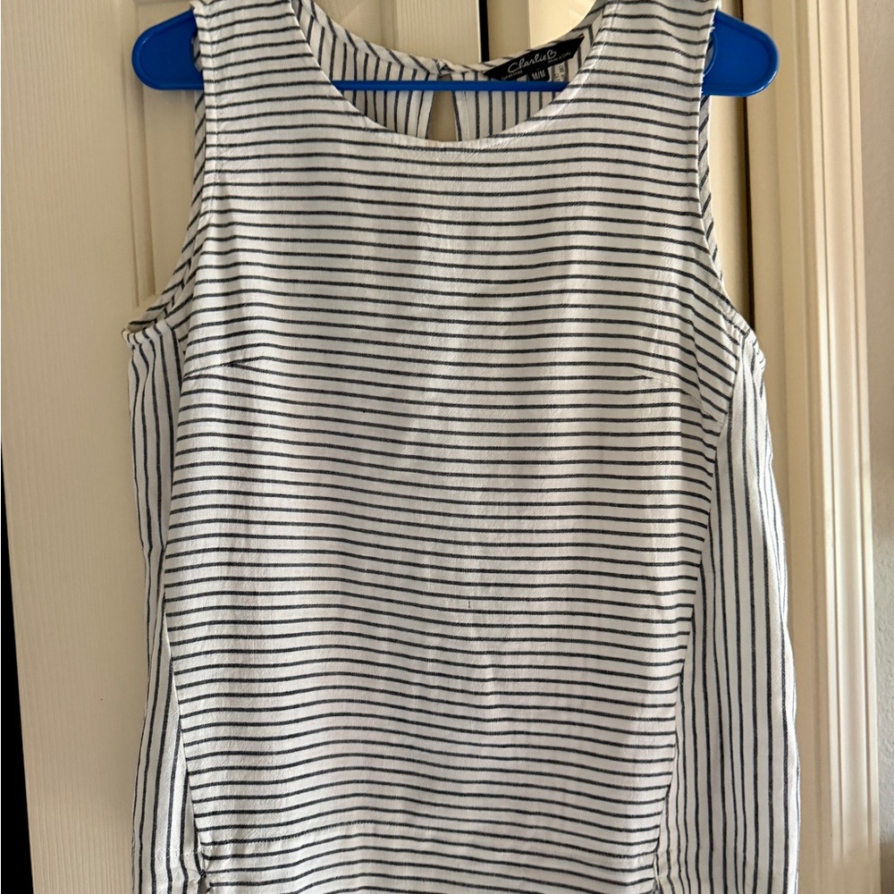 Charlies Black and White Striped Tank Top